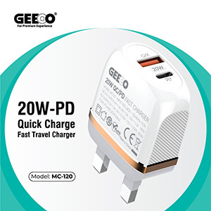 Geeoo MC-120 20W PD+QC Dual Port Wall Charger with Cable (Micro)