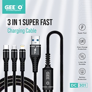 Geeoo DC-301 3-in-1 5A Fast Charging Cable 1m