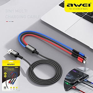 Awei CL-971 3 In 1 USB Cable (Micro, IPhone, Type-C)