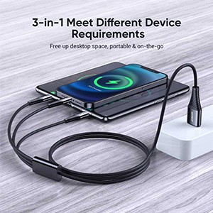 Joyroom S-1230G4 3A 3 In 1 USB to 8 Pin + Micro + Type-C Fast Charging Data Cable