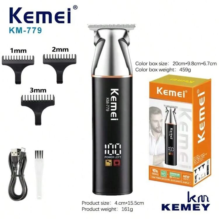 KM-779 Kemei/KEMEI New Pushing Hair clipper with LCD digital display and fast oil filling head carving for hair cutting