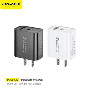 Awei PD60 20W Fast Charging PD Power Adapter US Variant