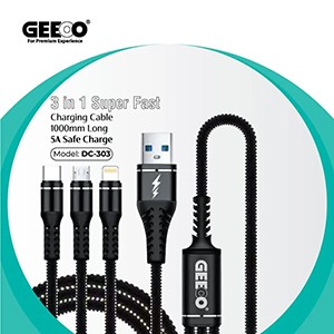 Geeoo DC-301 3-in-1 5A Fast Charging Cable 1m