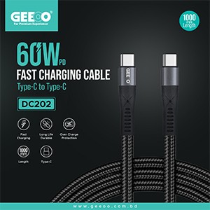 Geeoo DC-202 60W PD Fast Charging Cable Type-C to Type-C-Black