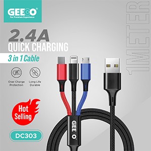 Geeoo DC-303 3-in-1 2.4A Fast Charging Cable 1m